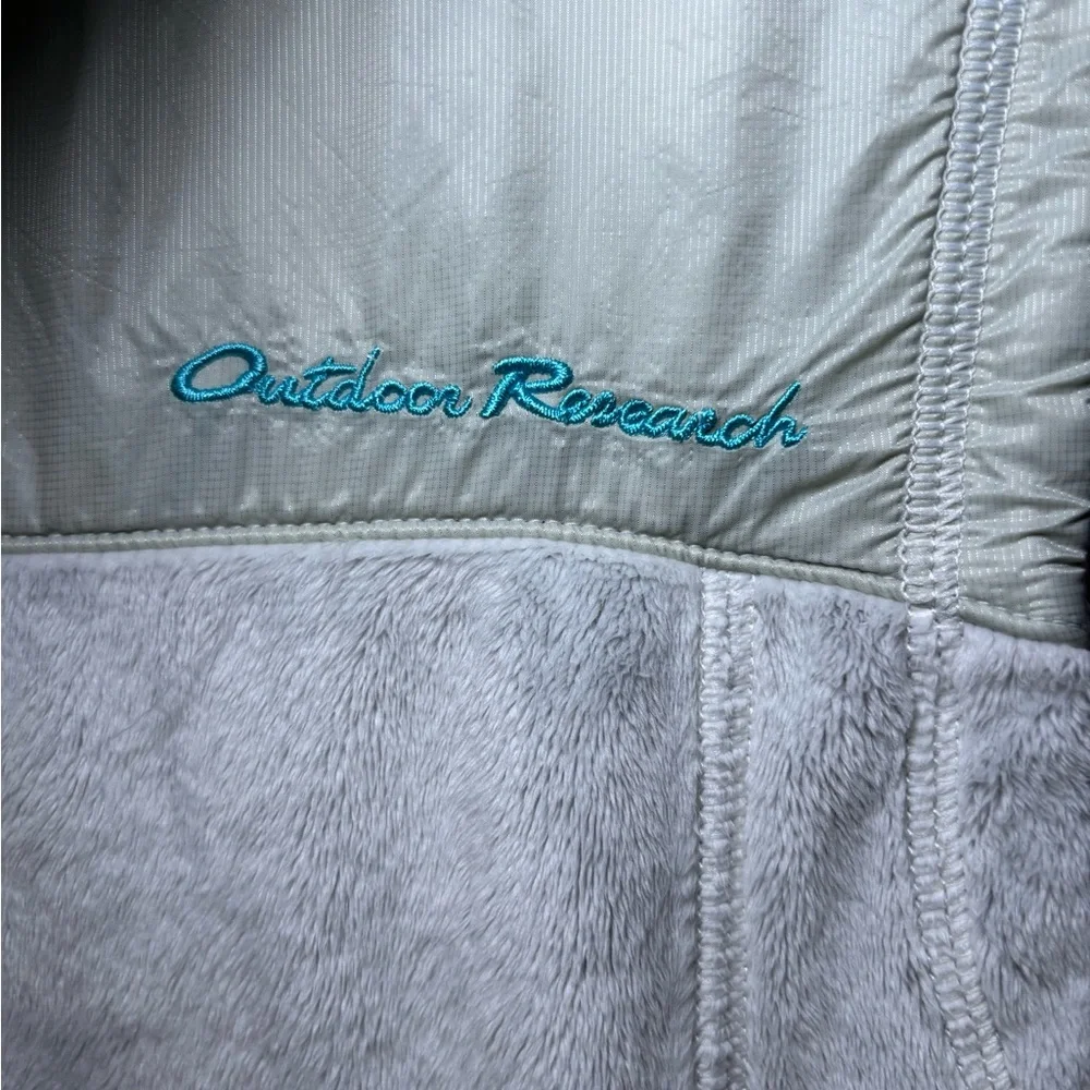 Outdoor Research Vest Womens Size SP Fleece Hooded Gray Blue Warm Winter